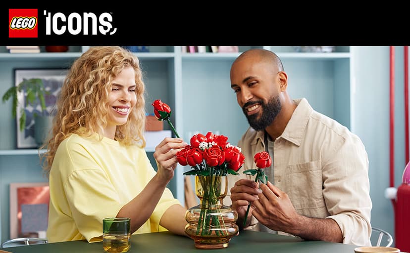 LEGO Botanicals Bouquet of Roses Artificial Flowers - Fake Red Roses Building Set for Adults, Ages 18+ - Gifts for Anniversary for Women & Men - Home Decor for Table Display - 10328