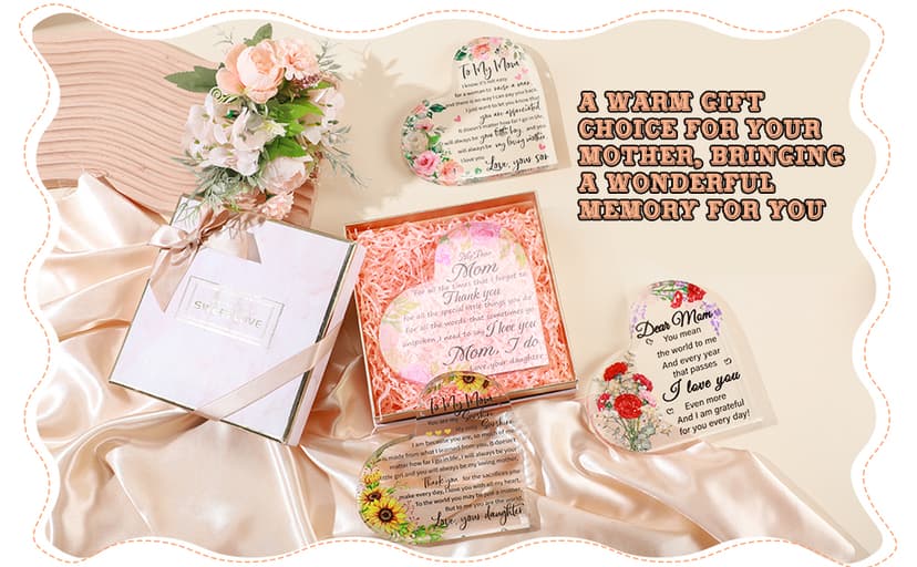 Jetec Mothers Day Gifts Acrylic Mom Birthday Sign Plaque Presents from Daughter Son Grateful Birthday Christmas Valentines Gifts, 5.91 x 5.91 x 0.55 Inches(to My Mother)