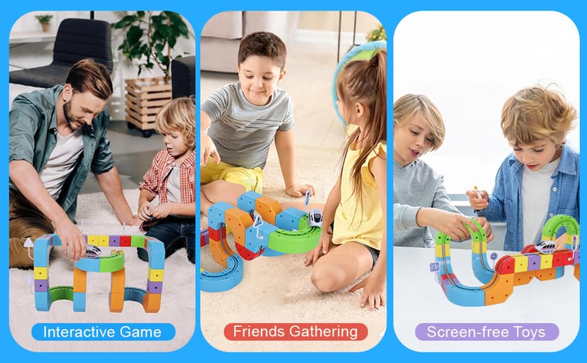 Electric Train Set, Magic Track Toy for Kids Aged 4 5 6 7 8 9, 3D Cube Track, DIY STEM Learning Toys with Infinity Train, Anti-Gravity Race Track (Advanced Edition (1 Vehicle + 34 Cubes))