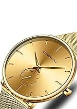 FIZILI Mens Watches Ultra-Thin Minimalist Waterproof-Fashion Wrist Watch for Men Unisex Dress with Leather Band