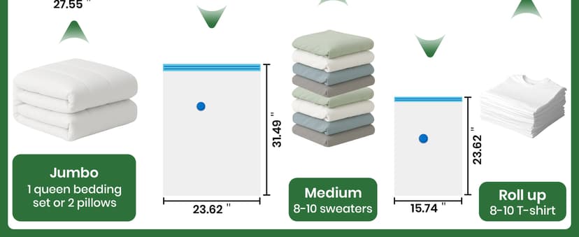 Vacuum Storage Bags,20Pack Vacuum Seal Bags with Electric Air Pump,Vacuumm Seal Bag for Clothing,Travel,Clothes,Comforters,Blankets,Pillows-4 Jumbo+4 Large+4 Medium+4 Small+4 Roll Up Space Saving Bag