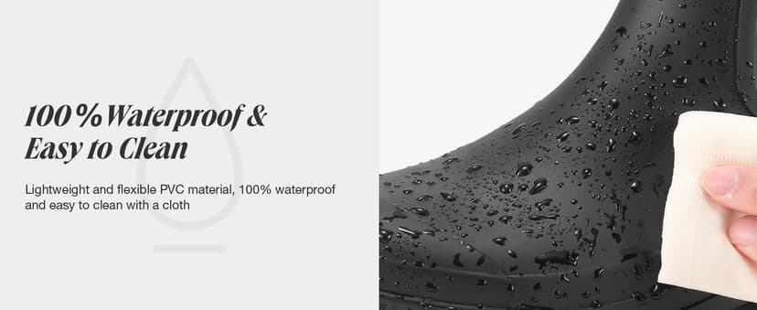 HISEA Women's Short Rain Boots Fashion Waterproof Chelsea Boots Ankle Garden Shoes for Ladies Non Slip Outdoor Work Booties Lightweight Rubber Rainboots with Comfort Insole