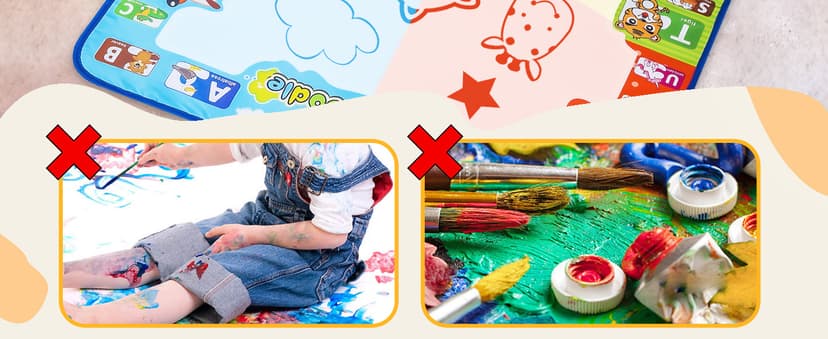KIZZYEA Toys for 2 3 4 5 Years Old Boys Girls, Water Doodle Mat for Kids, Large Coloring Painting Writing Mat with Neon Colors, Educational Toys Christmas Birthday Gifts for Age 2-4, 3-5 Toddlers