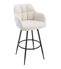 CIMOTA Counter Height Bar Stools Set of 2 with Back Modern Kitchen Counter Stools with Gold Legs Leather Island Chairs Comfy Stripe Barstools for Breakfast Bar, 26 Inch/PU Beige