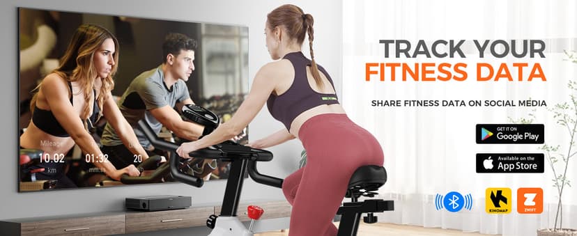 POOBOO Exercise Bike, Stationary Bike for Home Gym, Indoor Cycling Bike w/Comfortable Seat Cushion & Tablet Mount, Silent Belt Drive Indoor Bike for Cardio Workout