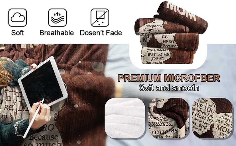 Gifts for Mom from Daughter, Mothers Day Birthday Gifts for Mom, Great Mother Gifts, Blanket Presents for Mother's Day, Christmas, Soft Cozy Flannel Custom Throw Blanket 60x50 Inches