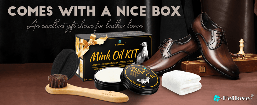 Feilove 4-in-1 Mink Oil Leather Conditioner and Cleaner 3.52 oz - Premium Waterproof Formula for Boots and Shoes