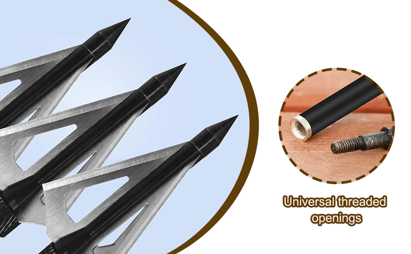 12 Pack Hunting Broadheads with Storage Case 3 Blades Archery Broadheads 100/125 Grain Screw-in Arrow Heads Arrow Tips for Traditional Bows and Compound Bow