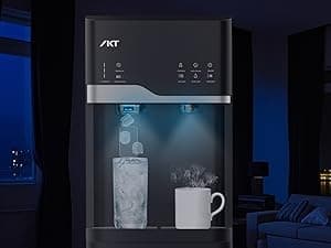 IKT Hot and Cold Water Cooler Built in Ice Maker Bottom Loading 5 Gallon, Bullet Ice 22lbs Per Day, LED Display, for Home or Office Black
