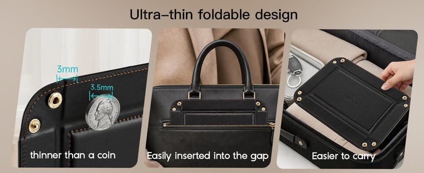 Travel Valet Tray for Keys, Wallet, Watch, Phone and Glasses, Nightstand Dresser Desk Entryway Organizer for Men and Women VLANDO Valet Tray for Men, Foldable PU Leather Catchall Tray, Black B0H5VHQ9Q9