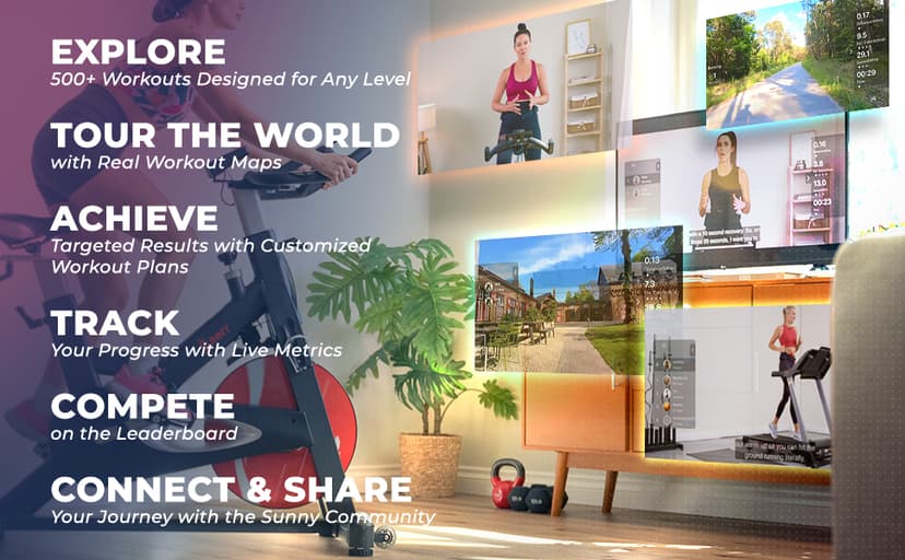 Sunny Health & Fitness Smart Recumbent Bike with Pulse Sensors, Home Cycling Workout Machine w/Cushion Seat & Mesh-Backrest, Free SunnyFit App Connection, Optional Programmable & Electro-Magnetic