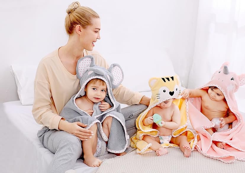 Baby Hooded Towel with Unique Animal Design Ultra Soft Thick Cotton Bath Towel for Newborn (Bunny)