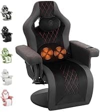 Dowinx Gaming Chair Fabric with Pocket Spring Cushion, Massage Game Chair Cloth with Headrest, Ergonomic Computer Chair with Footrest 290LBS, Black and Grey