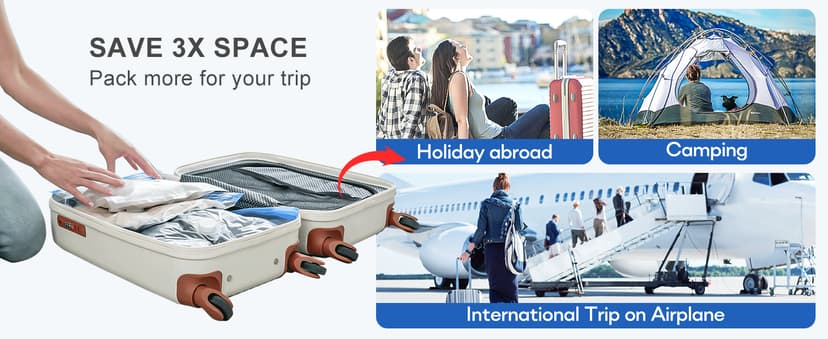 VMstr 12 Pack Travel Vacuum Storage Bags with USB Electric Pump, Compression Bags for Travel, Space Saver for Clothes and Clothing