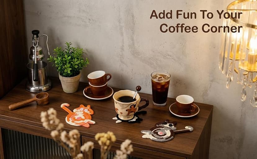 Drink Coaster | Cat Gifts for Cat Lovers,Fun Woven Creative Coasters,Cute Coffee Coaster for Home Decor Tabletop Protection Suitable for Kinds Cups (3PC)