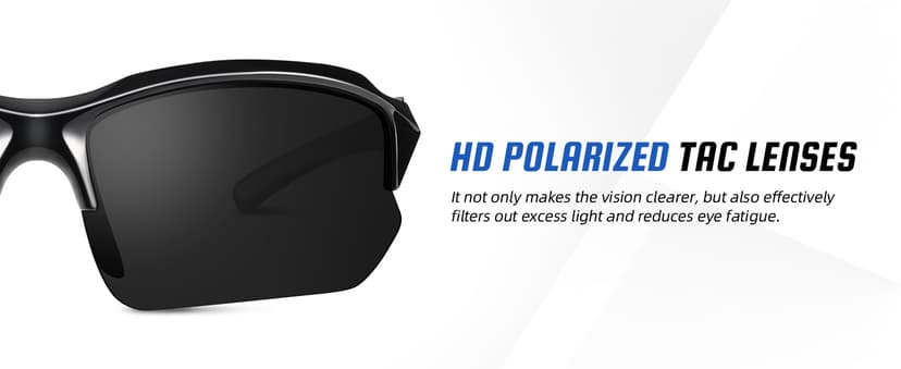 XVXV Polarized Sports Sunglasses for Men - UV Protection Half Frame Sun Glasses for Running Fishing