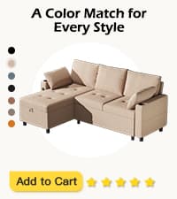 JFHID Leather Sleeper Sofa Couch with Pullout Bed, 80'' Sofa Bed Pull Out Couch with Reversible Storage Chaise, Sectional Couches with USB Charging Ports&Cup Holders for Living Room, Brown