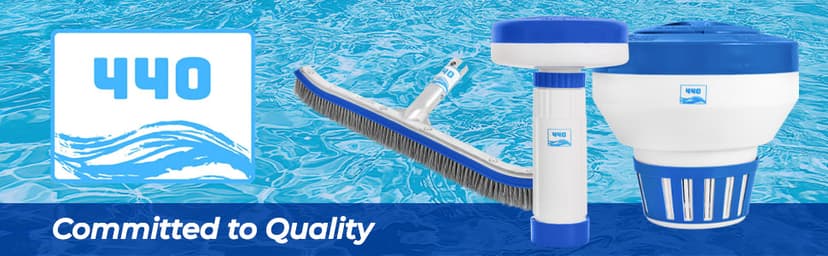 440 Heavy Duty Pool Brush - 18-inch Extra-Wide Metal Brush Head with Stainless Steel Wire Bristles & Curved Edges for Cleaning Pool Tiles, Walls, Floor, Steps (Stainless Steel)