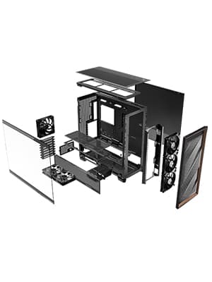 Antec Flux Pro, 6 x PWM Fans Included, High-Airflow Front Panel with Walnut Wood, iShift PSU 90° Mount, USB3.0 x 2, Type-C, 420mm Radiator Support, Temp. Display, Full-Tower E-ATX PC Case