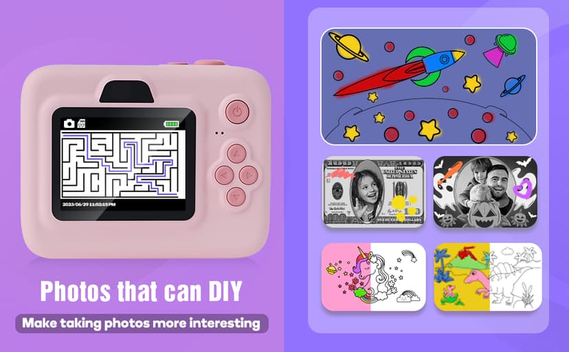 Kids Camera Instant Print,1080P Kids Instant Cameras That Print Photos,Christmas Birthday Gifts for Girls Age 3-12,Portable Toy for 3 4 5 6 7 8 9 10 Year Old Girls Boys Pink