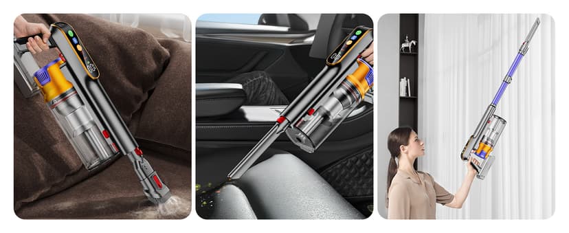 DIFFULL Cordless Vacuum Cleaner, 650W 55KPA 70Mins Vacuum Cleaners for Home, Stick Vacuum with 1.8L Cup, Anti-Tangle, 8-Stage Filter System, Green Light for Pet Hair, Carpet, Floor