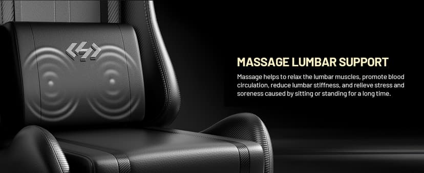 HLDIRECT Gaming Chair, Ergonomic Video Game Seat with 360° Swivel & Lumbar Massage, Computer Chair PU Leather Cushion for Adults Home/Office Use (Black & White)