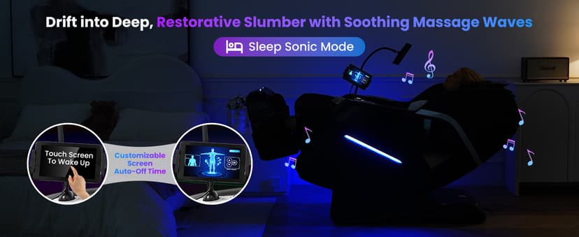 4D Music Rhythm Massage Chair Full Body, 2026 Unique Sonic Resonance Zero Gravity SL-Track Shiatsu Recliner with Knee Heating Blanket AI Voice Bluetooth Foot Roller Body Scan Airbags G9 Black