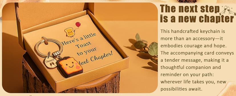 Next Chapter, New Home, Engagement, New Job, PBJ, 18 21 Birth, Loaf You, Thank You, Graduation Gifts, Couple, Friend, Retired PEALICIOUS Toast Keychain for Girls New Beginnings Congratulations Gifts B0FNQZ19F5