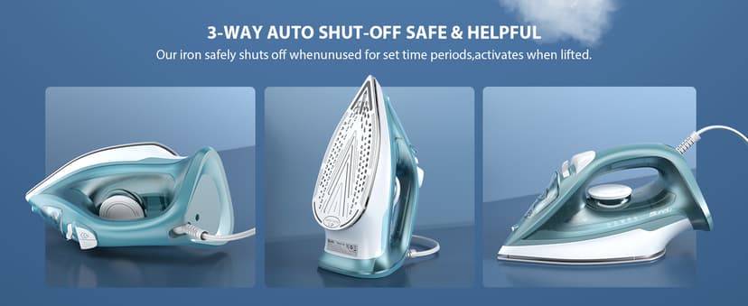 Sundu 1500W Clothes Iron, Steam Iron for Clothes - Ceramic Nonstick Soleplate for Fast Gliding, Self-Clean, Auto Shut-Off, 11.8oz Large Water Tank, Lightweight for Home & Travel Use, Green