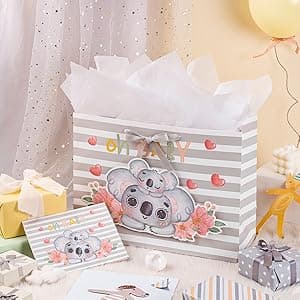 Loveinside Pink Gift Bag with Cross Design, Tissue Paper for Baby Girl Baptisms, Christenings, First Communions Religious Occasion- 10" x 5" x 13", 1 Pcs