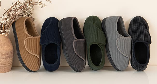 LongBay Men's Memory Foam Diabetic Slippers Comfy Warm Plush Fleece Arthritis Edema Swollen House Shoes