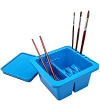 18 mixing wells, 16 slots fitting 0.24-0.63 in diameters, 3 washing compartments, removable tray lid MyLifeUNIT Paint Brush Cleaner, Paint Brush Holder with Palette, Grey B01H5JIU14