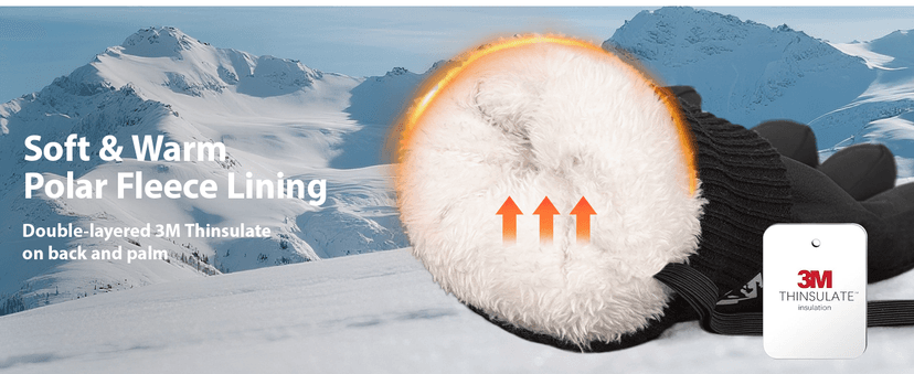 Pixel Panda Mens Winter Gloves Waterproof, Gloves for Cold Weather Extreme Women with 3M Thinsulate and Thick Plush Fleece