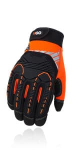 Vgo... -4℉ or above Winter Waterproof High Dexterity Heavy Duty Mechanic Glove, Anti-vibration, Anti-abrasion, Touchscreen (1 Pair,L,Brown,GA8954FW)