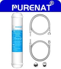 Inline Water Filter for Refrigerator and Ice Maker(2 Pack),1/4" Push Connect Post Carbon Filter Replacement for Reverse Osmosis Water System,Include 1/4" Water Line and Quick Connect Fittings