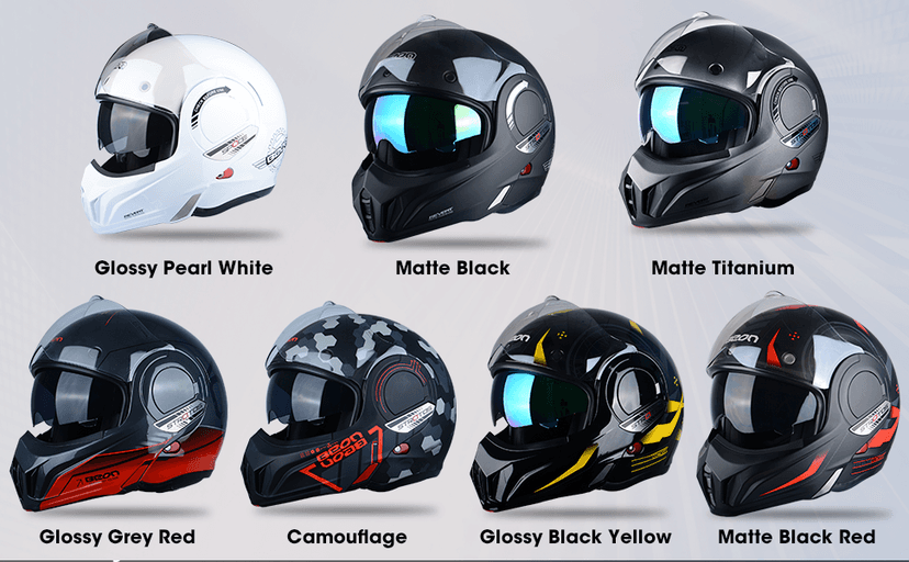 Full Face Motorcycle Helmet DOT Approved, 180° Reversible Chin Guard Modular Pilot Helmet with Anti-Fog Dual Visors for Adult Men Women