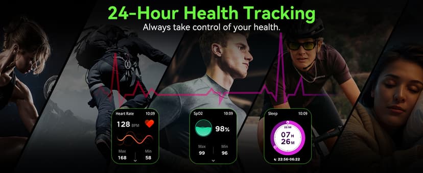 Smart Watch for Men Women, 1.85" HD Fitness Tracker with Bluetooth Calls, 5 ATM Waterproof, 130+ Sport Modes, 24/7 Heart Rate/Sleep Monitor, Pedometer, Calories, Smartwatch for iOS Android (Black)