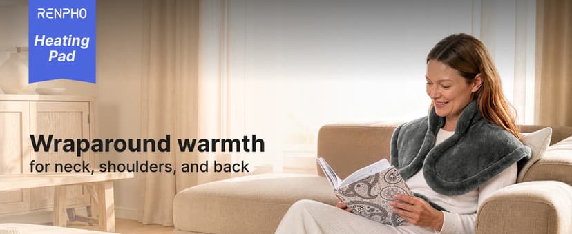 RENPHO Electric Heating Pad for Back Pain Relief, Birthday Gifts for Women Men Mom Dad Elderly, FSA Eligible Items Only List, Large Heat Pad for Neck and Shoulders, 24"x33", ETL Certified, Gray