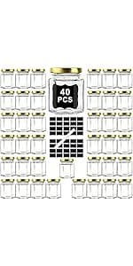 40 Pack Glass Favor Jars with Cork Lid, 3.4 oz Small Glass Bottles for Wedding Favor, Baby Shower, Party Favor, Gift Jars for Candy, Bonus Twine and Labels