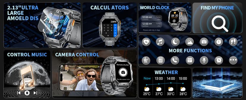 LIGE Military Smart Watches for Men(Answer/Make Calls),100-Day Battery Life,2.13" AMOLED Outdoor Sports Smartwatch with Compass,Heart Rate/Sleep Monitor Fitness Tracker for Android iOS,AI Voice