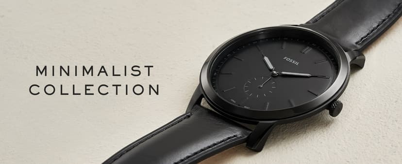 Fossil Men's Minimalist Quartz Stainless Steel and Leather Three-Hand Watch