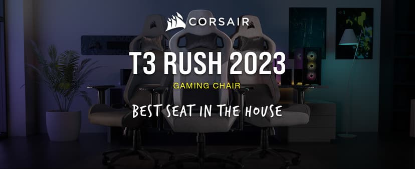 Corsair T3 Rush Fabric Gaming Chair (2023) – Racing-Inspired Design – Soft Fabric Exterior – Padded Neck Cushion – Memory Foam Lumbar Support – Adjustable Seat Height – Charcoal