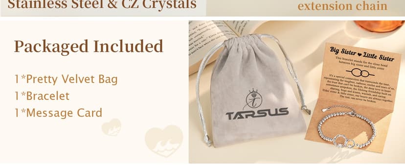 Tarsus Eternal Love Connected at Heart Interlocking 2 Circles Bracelet - Sister Gifts for Birthday, Christmas, Big and Little Sisters