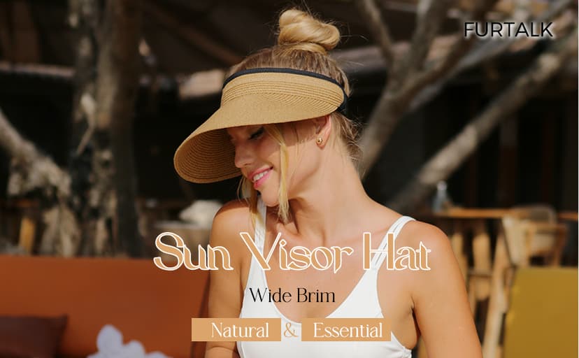 FURTALK Womens Sun Visor Hat Straw Sun Visors for Women Summer Packable Ponytail Beach Hats for Women Travel UPF 80+