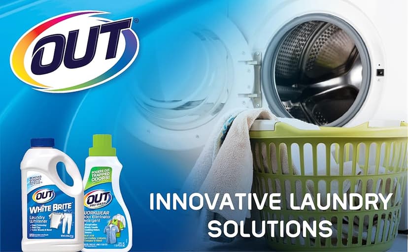 OUT White Brite Laundry Whitener Powder, Stain Remover Detergent Booster for Clothes, Removes Red Clay and Rust Stains on White Clothing and Uniforms, 1 Pound 12 Ounce - Pack of 2
