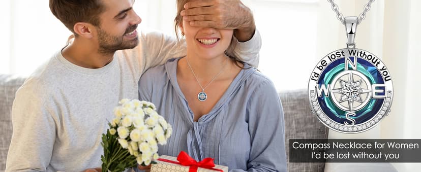 PAITAIN Compass Necklaces for Womens Jewelry for Wife Birthday Gift Ideas Wedding Anniversary Birthday Gifts for Her Gifts for Wife Sapphire Jewelry for Women, 18k Real Gold Filled S925 Sterling Silver Based