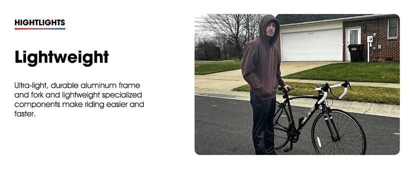 HILAND 700C Road Bike, 14 Speeds Sport Bike, Light Weight Aluminum Frame, Racing Bike for Men Women Adult Bicycle