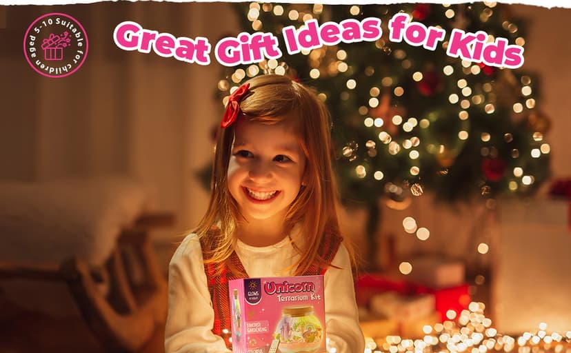 Unicorn Light-Up Terrarium Kit for Kids - LED Night Light Birthday Gift for Girls Ages 4 5 6 7 8-12 Year Old - Unicorn Toys for Girls - DIY Arts and Crafts Kit for Kids