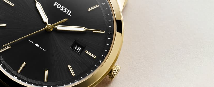 Fossil Men's Minimalist Quartz Stainless Steel and Leather Three-Hand Watch