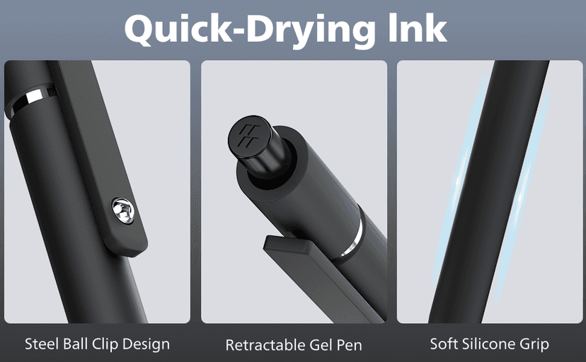 Gel Pens, 6 Pcs 0.5mm Fine Point Black Ink Pen With Smooth Writing, Office Desk Accessories, School Supplies Gifts for Men Women, Quick Dry Pens Ballpoint For Journaling, Black/Gray/White